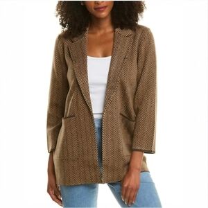 J.CREW Sophie Open Front Knit Blazer | L | Herringbone | Merino Blend | Preppy